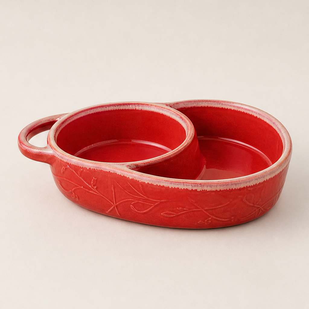 Vinecroft โ Embossed Vine Divided Ceramic Baking & Serving Dish + 50% OFF Red