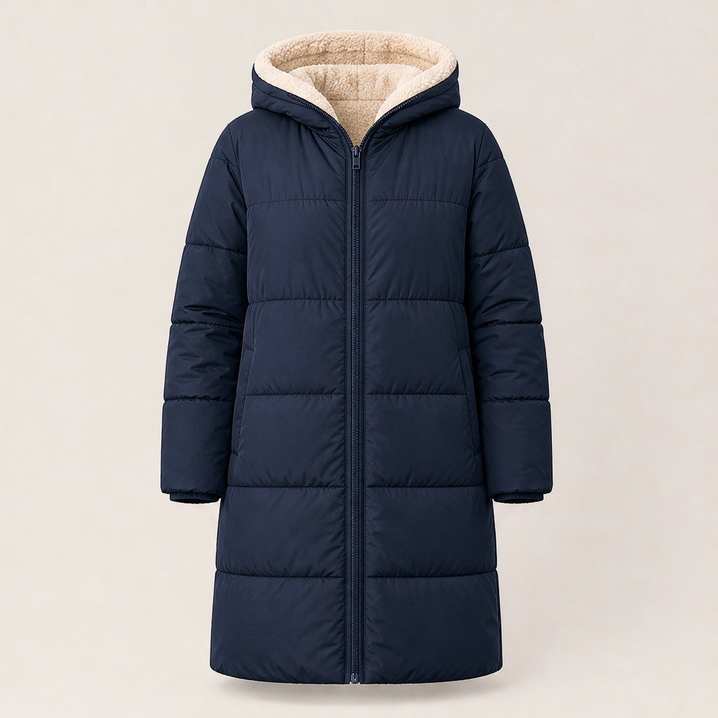 Willowmere โ Reversible Sherpa-Lined Hooded Winter Coat + 50% OFF Navy