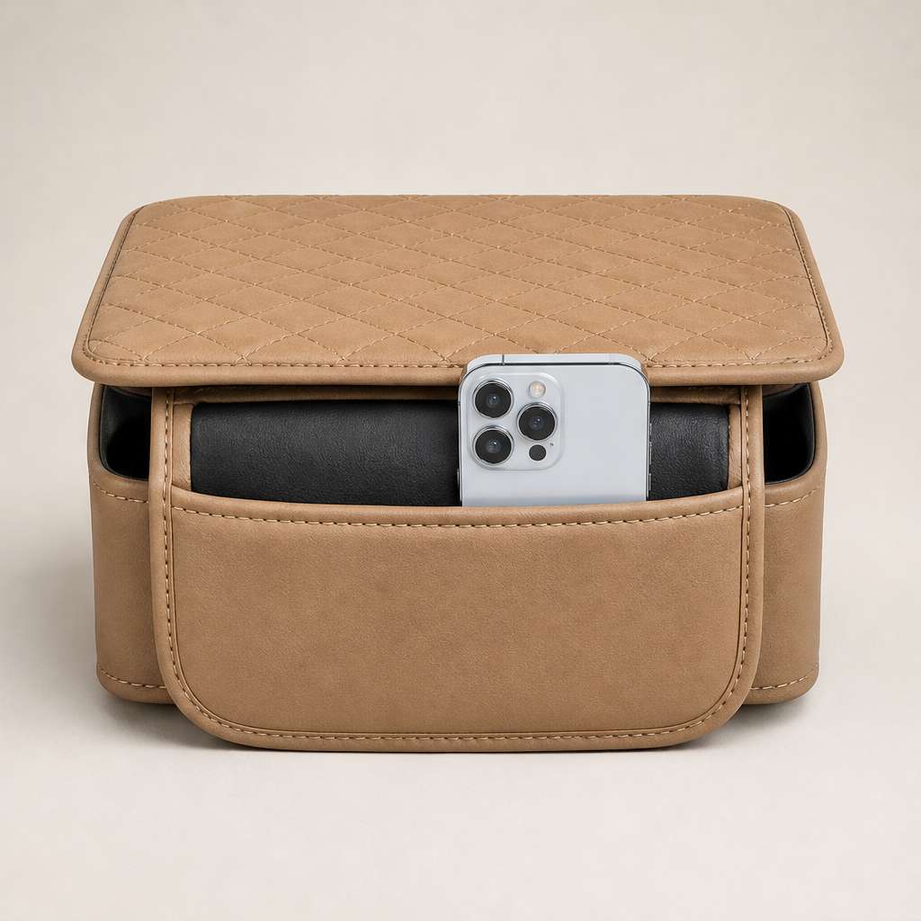 Cradlewick โ Padded Armrest Cushion with Side Storage Pocket + 50% OFF Beige