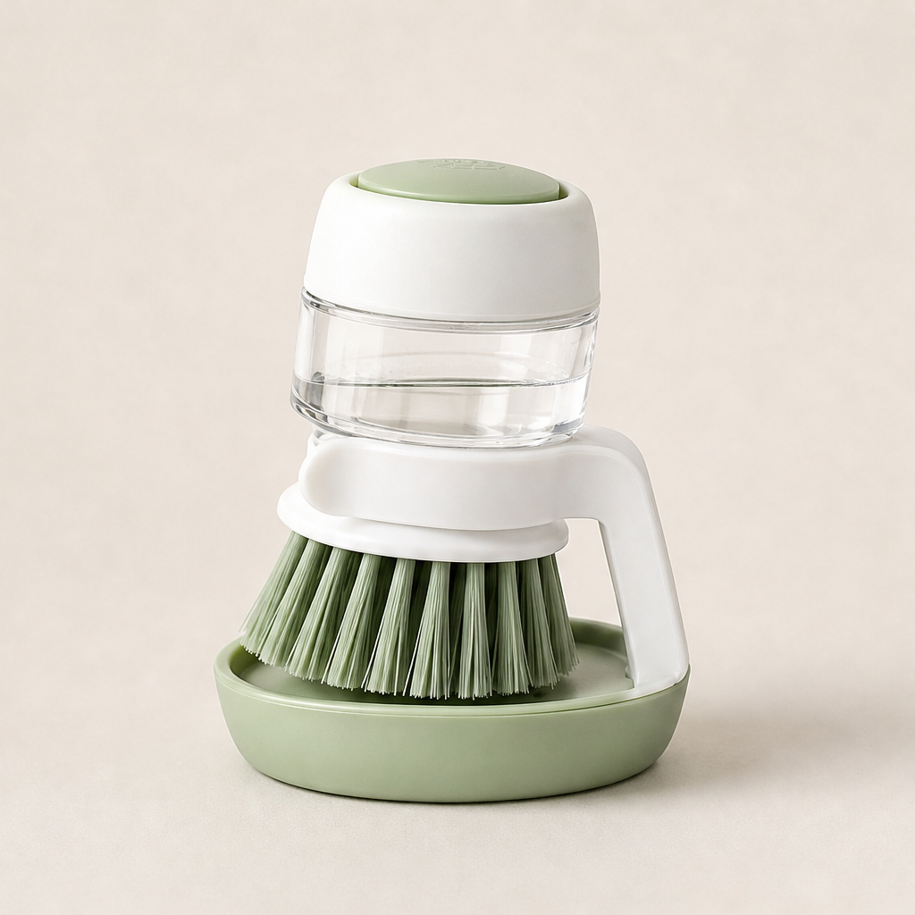 Suddly โ Soap Dispensing Dish Brush with Stand + 50% OFF Green