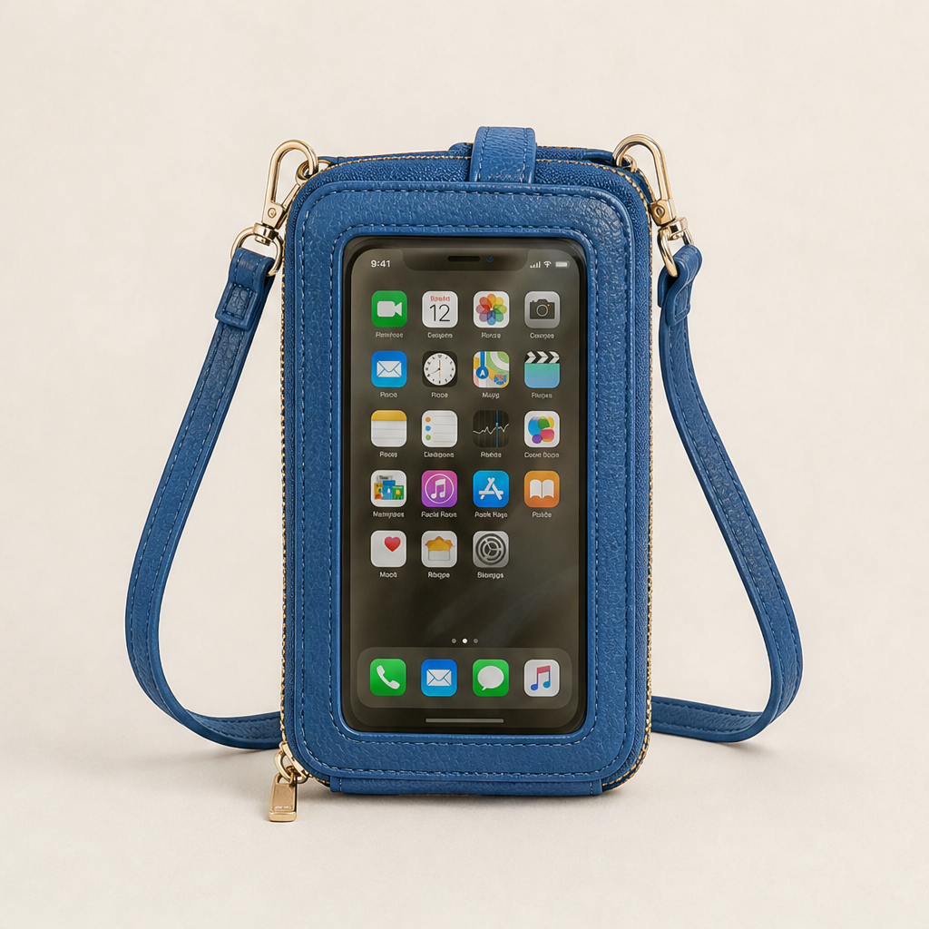 Touchmore โ Touchscreen Window Crossbody Phone Wallet + 50% OFF Blue