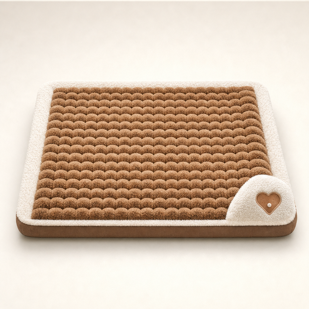 Plushden โ Orthopedic Plush Dog Crate Pad with Non-Slip Base + 50% OFF Brown