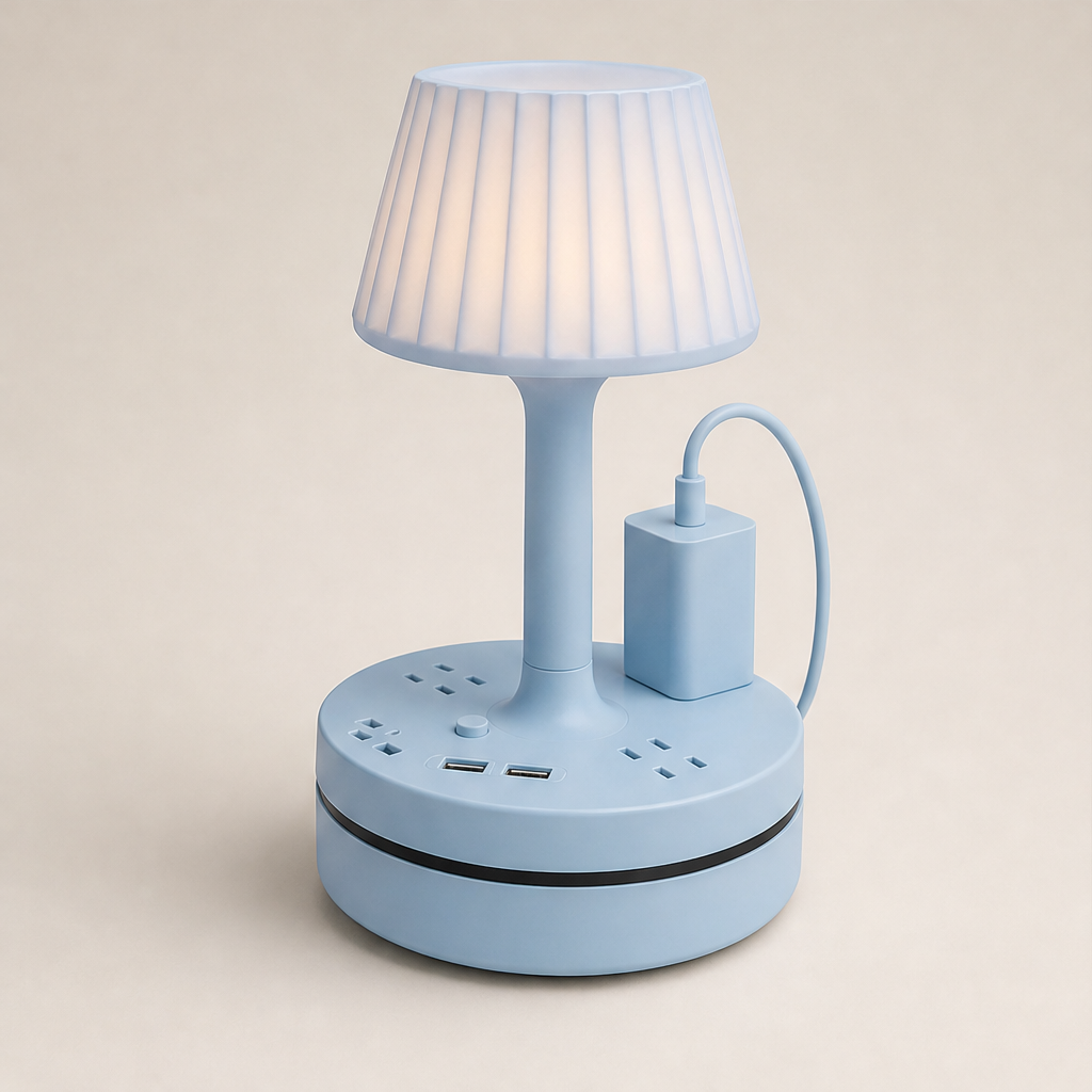 Litewick โ Bedside Lamp with AC Outlets & USB Charging Base + 50% OFF Blue