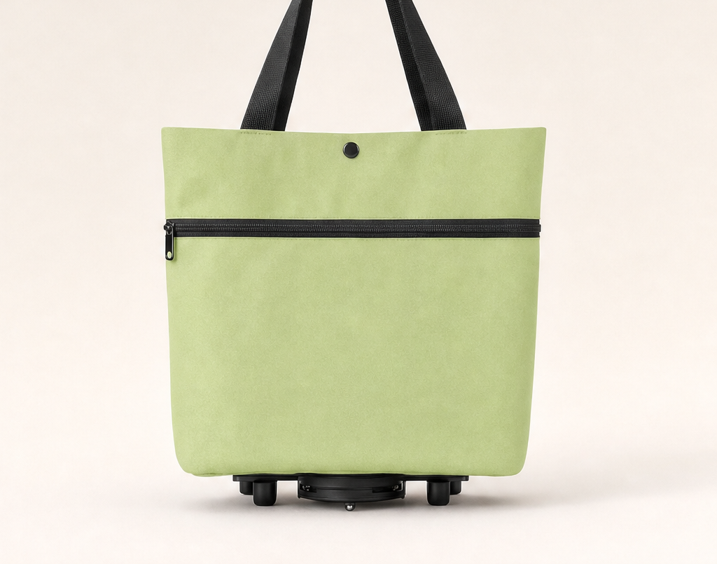 Cartelle โ Foldable Rolling Tote with Hidden Wheels Shopping Trolley + 50% OFF Sage Green