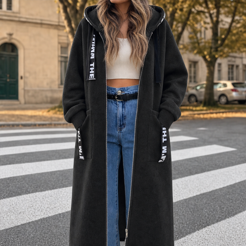 Willowdale โ Longline Hooded Fleece Coat with Deep Pockets + 50% OFF Black