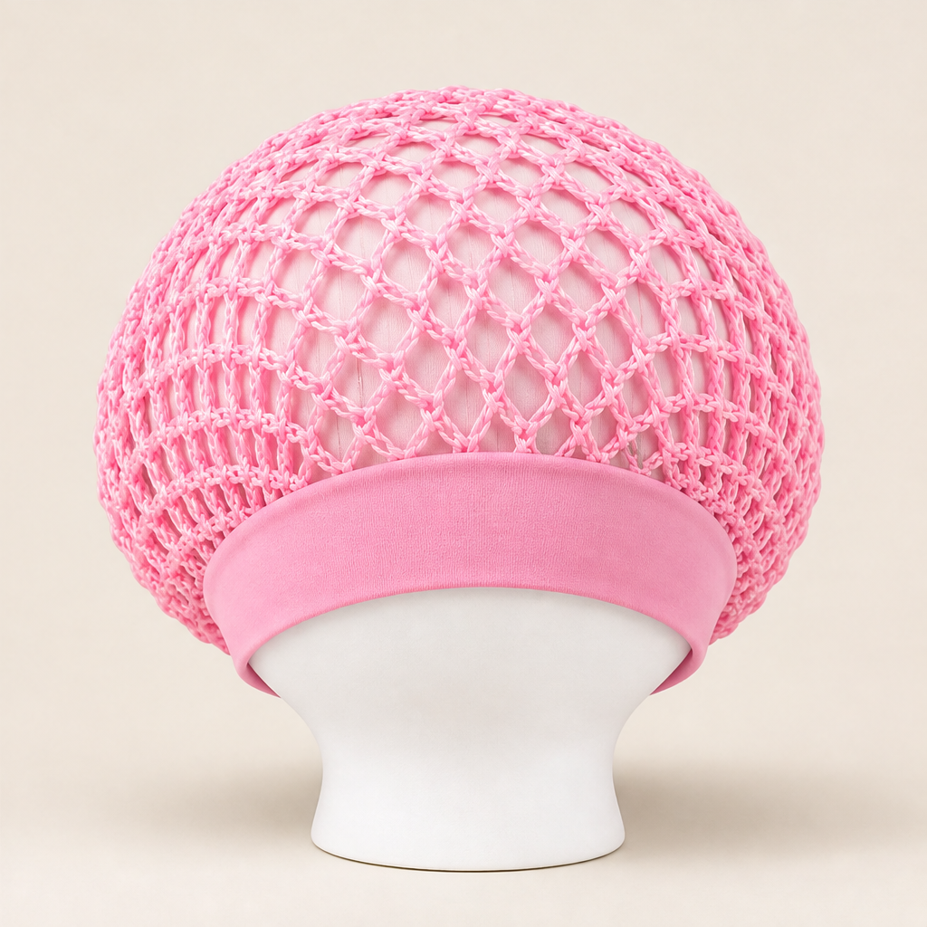 Curlanest โ Roomy Mesh 3-Pack Satin-Band Hair Caps for Curls & Braids + 50% OFF Pink