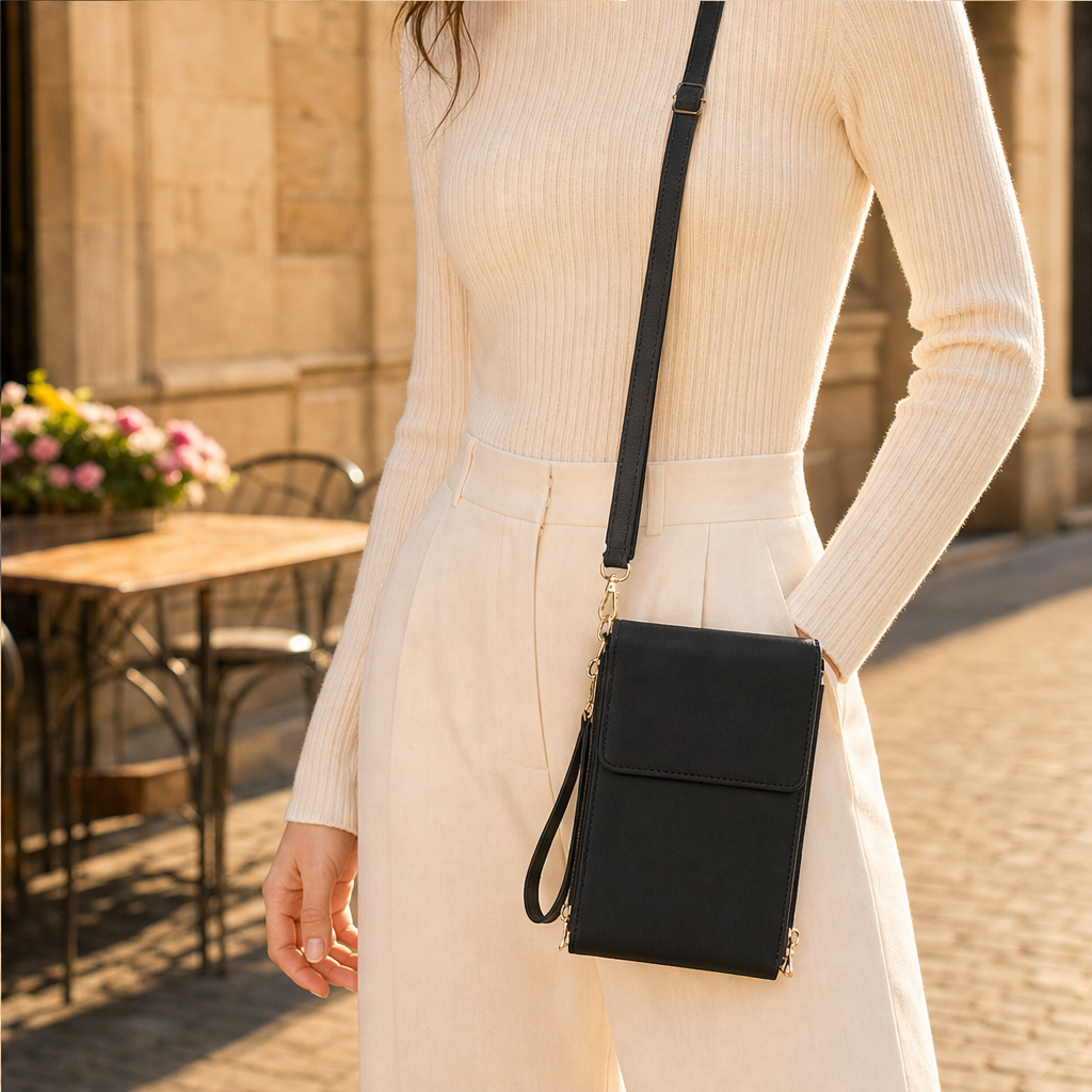 Sablewick โ RFID-Blocking Touchscreen Crossbody Wallet Bag + 50% OFF Black
