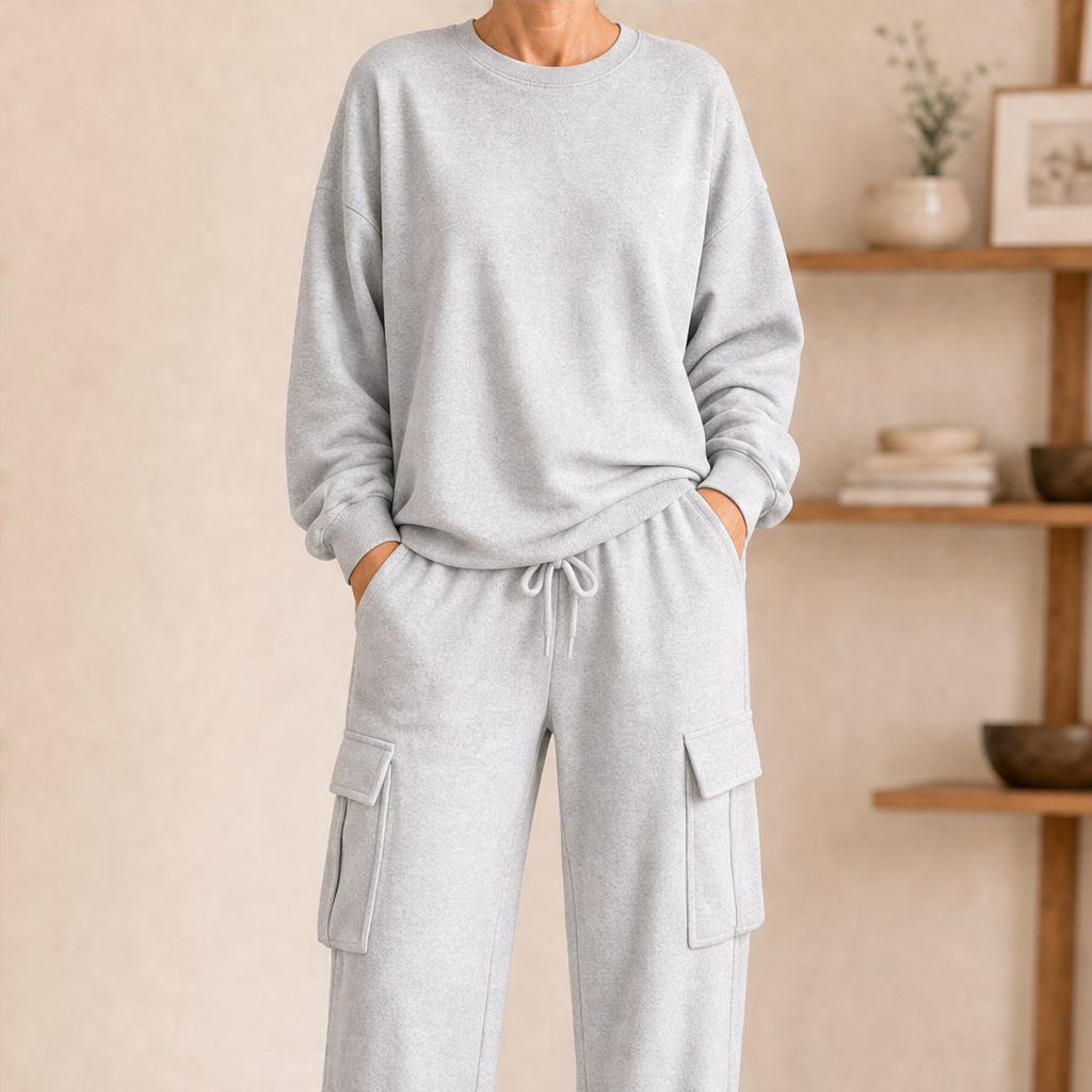 Willowdrift โ Soft Knit Crew Top & Cargo Jogger Matching Set + 50% OFF Grey