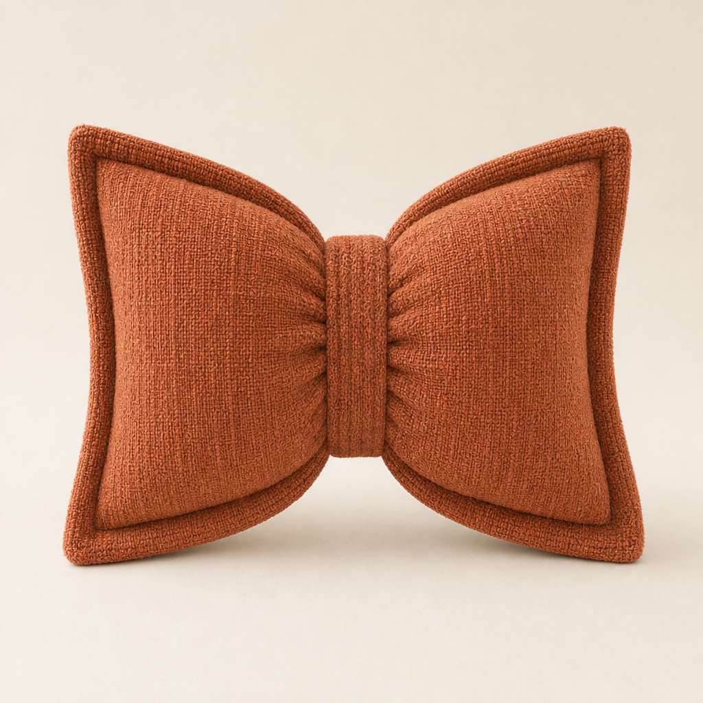 Bowveille โ Sculptural Chenille Bow Throw Pillow with Insert + 50% OFF Rust