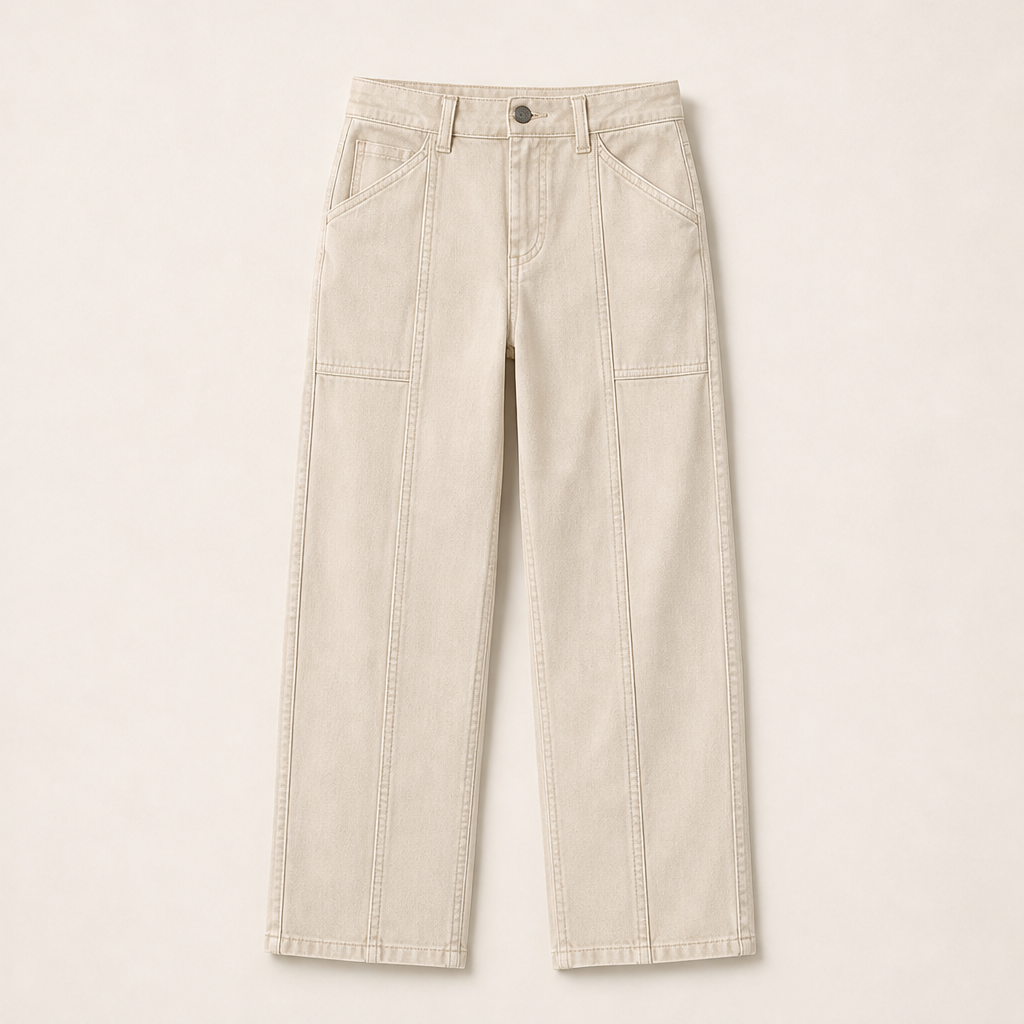 Vertaline โ Tailored Straight-Leg Reinforced Seam Trousers + 50% OFF Beige