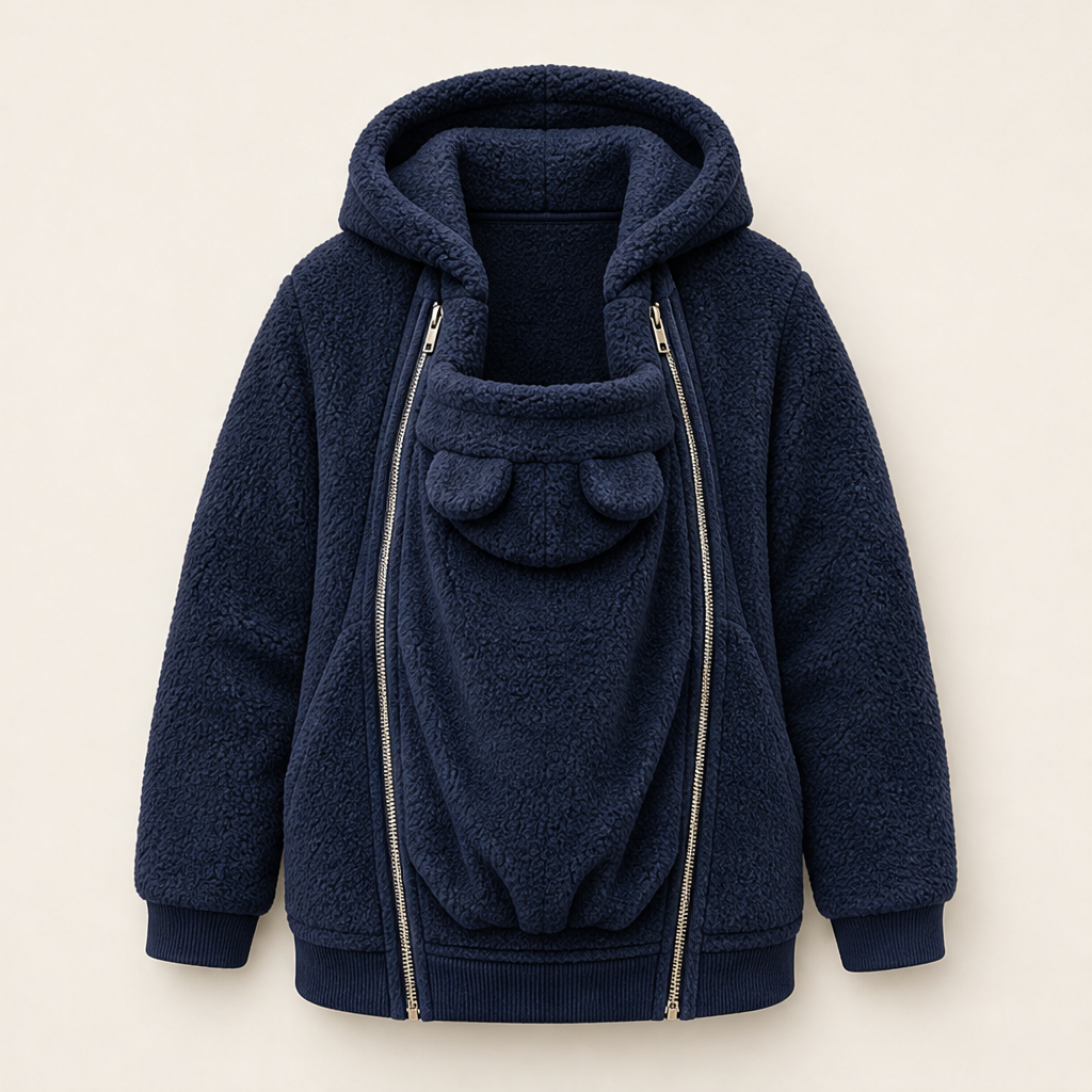 Kindlewrap โ Babywearing Sherpa Fleece Hoodie with Zip Carrier Pouch + 50% OFF Navy