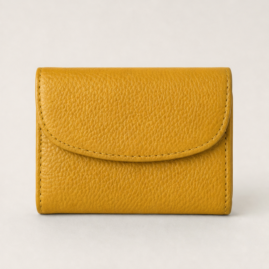 Pebblewick โ Slim Pebbled Leather Snap Wallet + 50% OFF Mustard