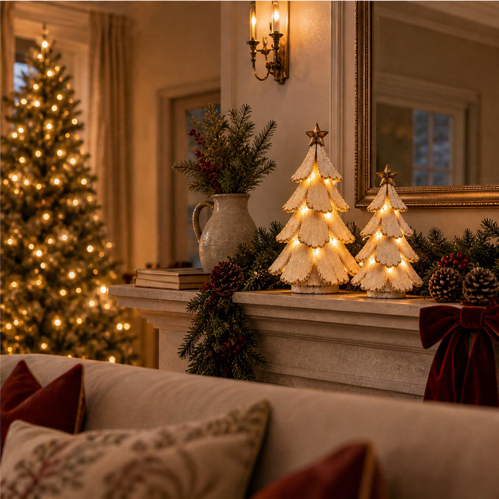 Birchwick Hollow โ Warm LED Vintage Farmhouse Christmas Tree Set + 50% OFF lifestyle