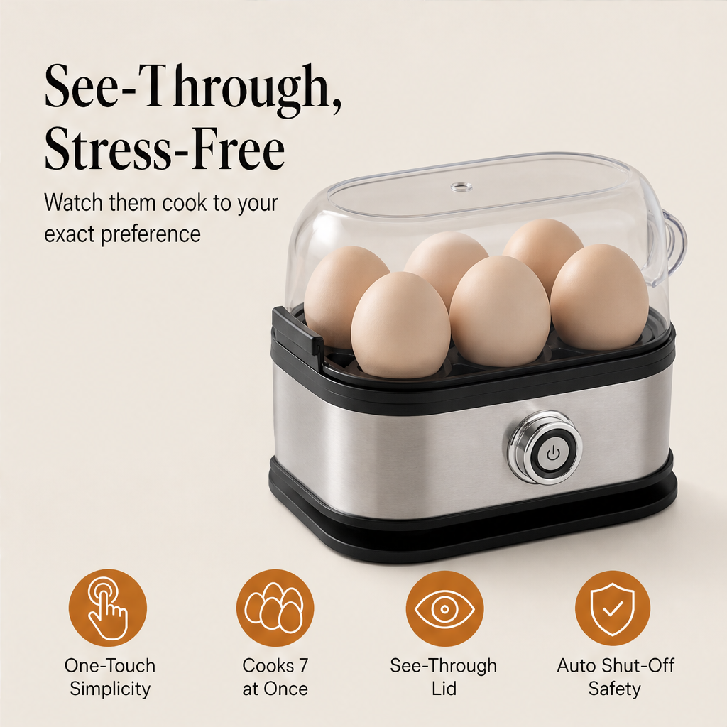 Clearcroft โ One-Touch Steam Egg Cooker with Clear Lid + 50% OFF features