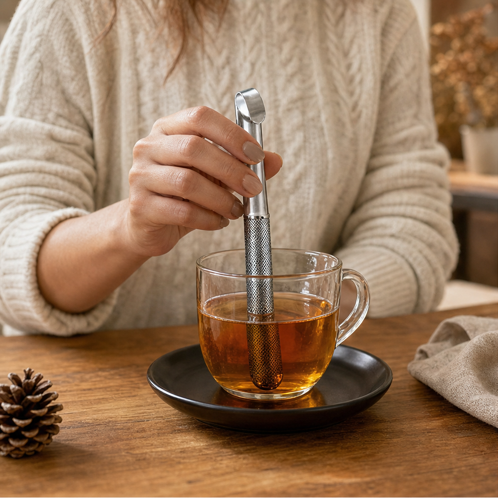 Steepvane โ Squeeze-Plunger Locking Mesh Stainless Steel Tea Strainer + 50% OFF lifestyle