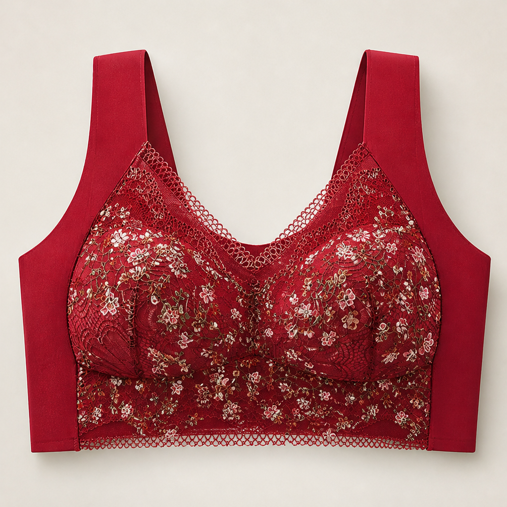 Blumera โ Wire-Free Floral Lace Seamless Support Bra + 1+1 FREE Red