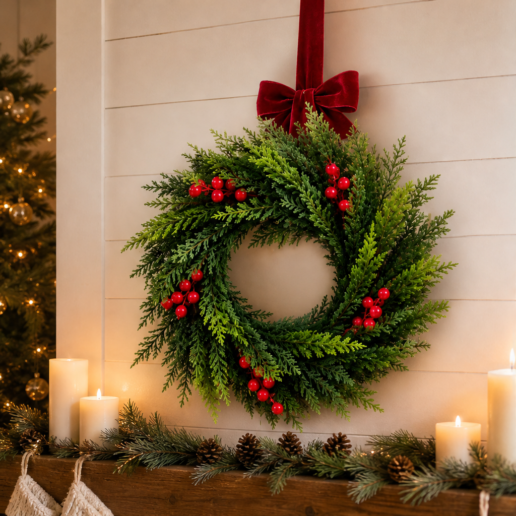 Fernbrook โ Red Berry Evergreen Christmas Wreath for Front Door + 50% OFF lifestyle