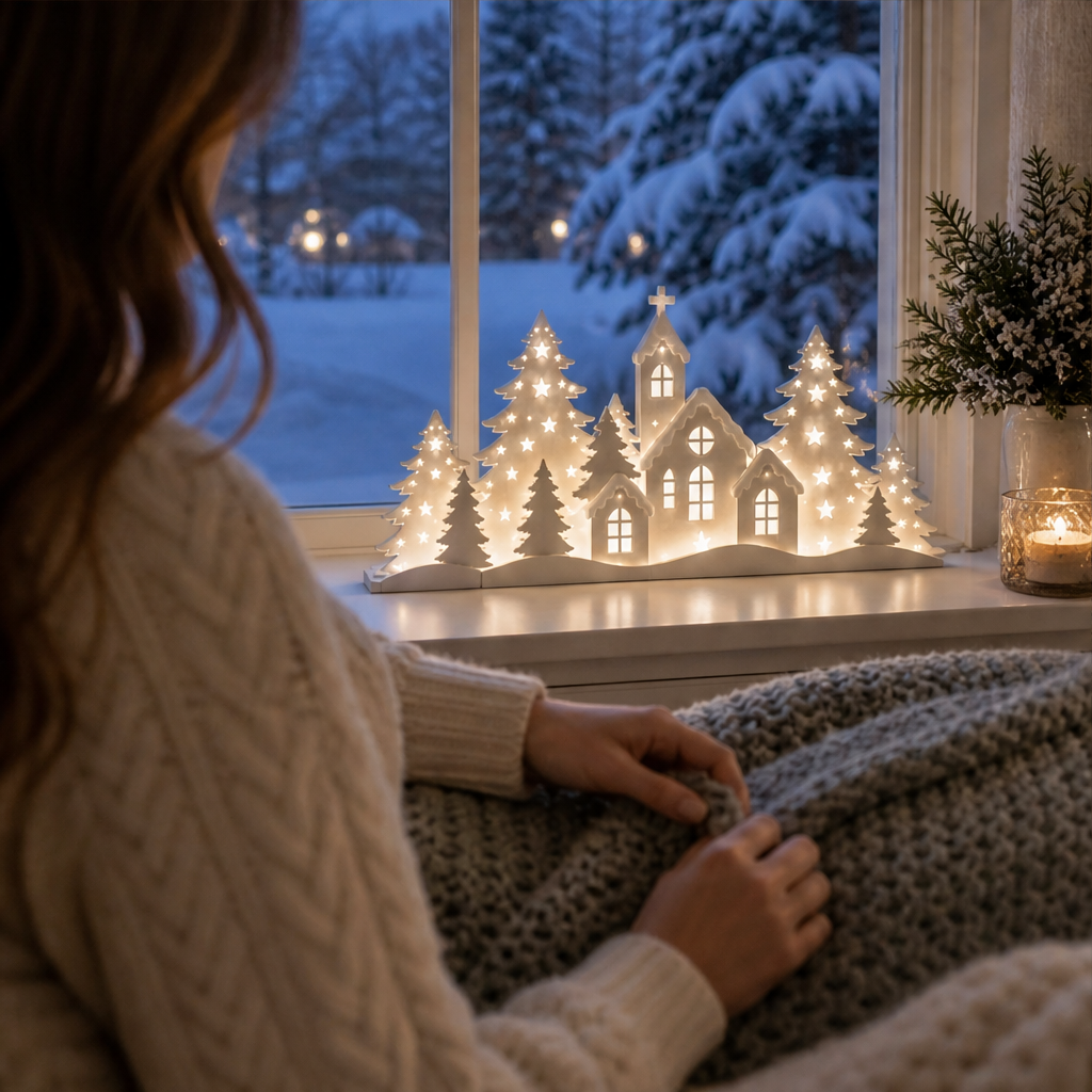 Hollowick โ Warm LED Reindeer & Village Window Decoration, 2-Piece Set + 50% OFF lifestyle