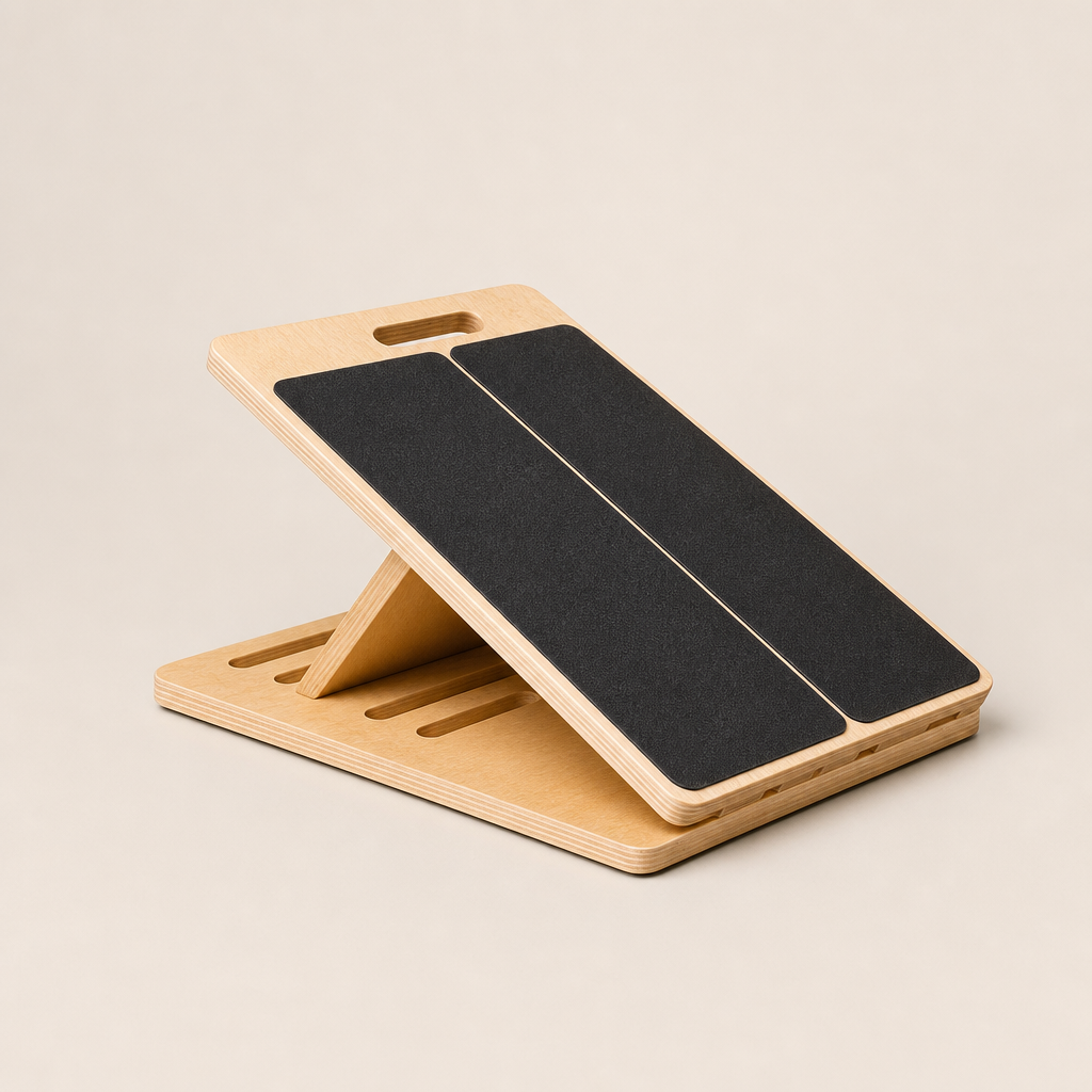 Slantwood โ Adjustable 5-Level Wood Calf Stretcher & Balance Board + 50% OFF Natural Wood