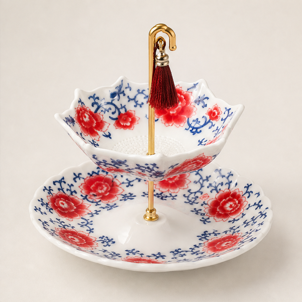 Parasolette โ Umbrella-Shaped Ceramic Tea Strainer & Saucer Set + 50% OFF Red