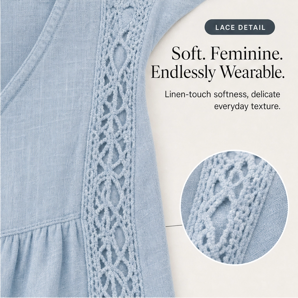 Lacelleโข โ Lace-Trim V-Neck Flowy Casual Top + 50% OFF