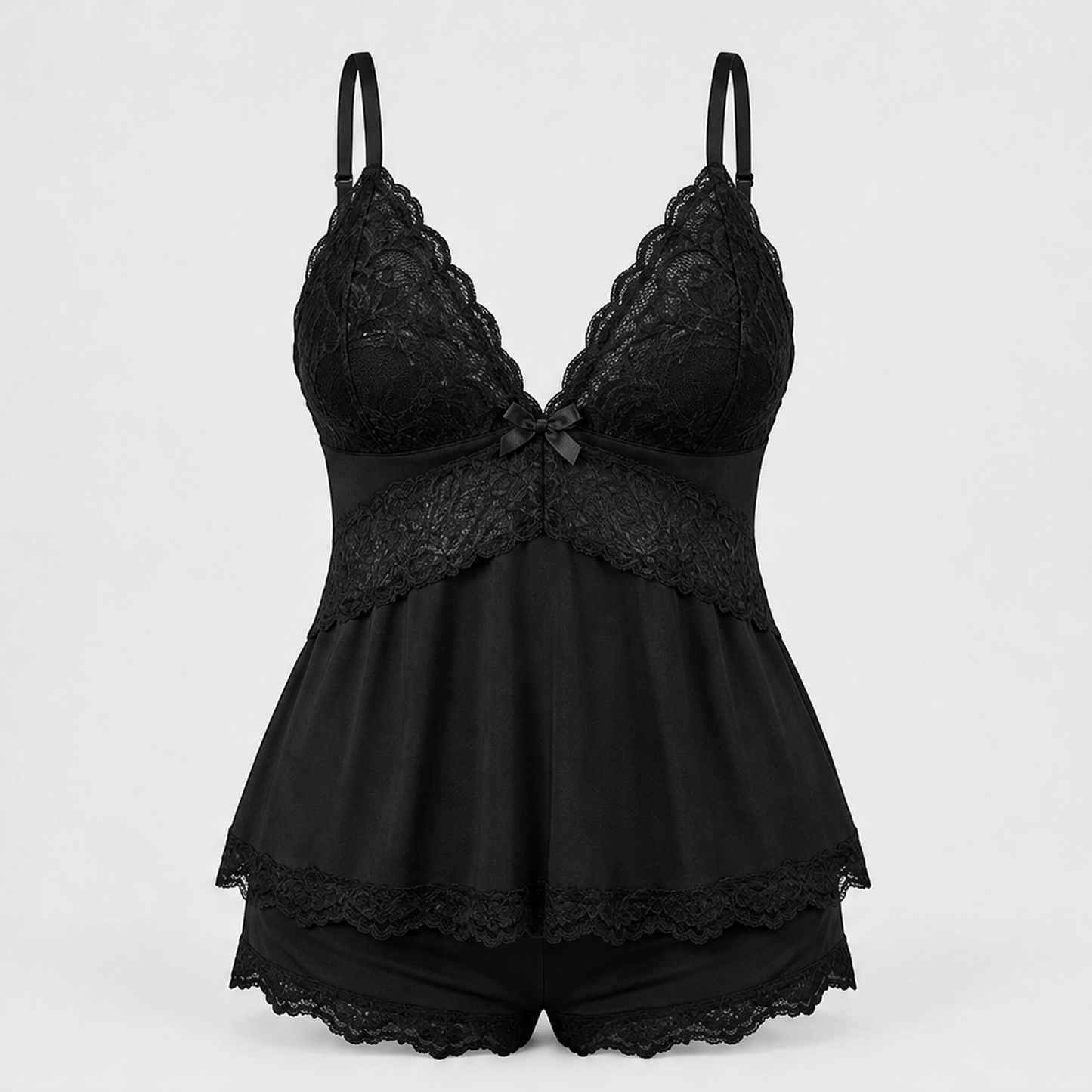 Velisse โ Lace-Trim V-Neck Cami & Shorts Sleepwear Set + 1+1 FREE