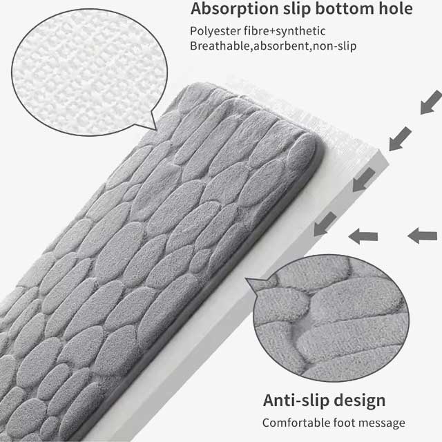 Pebblaโข โ Cobblestone Memory Foam Non-Slip Bath Mat + 1+1 FREE