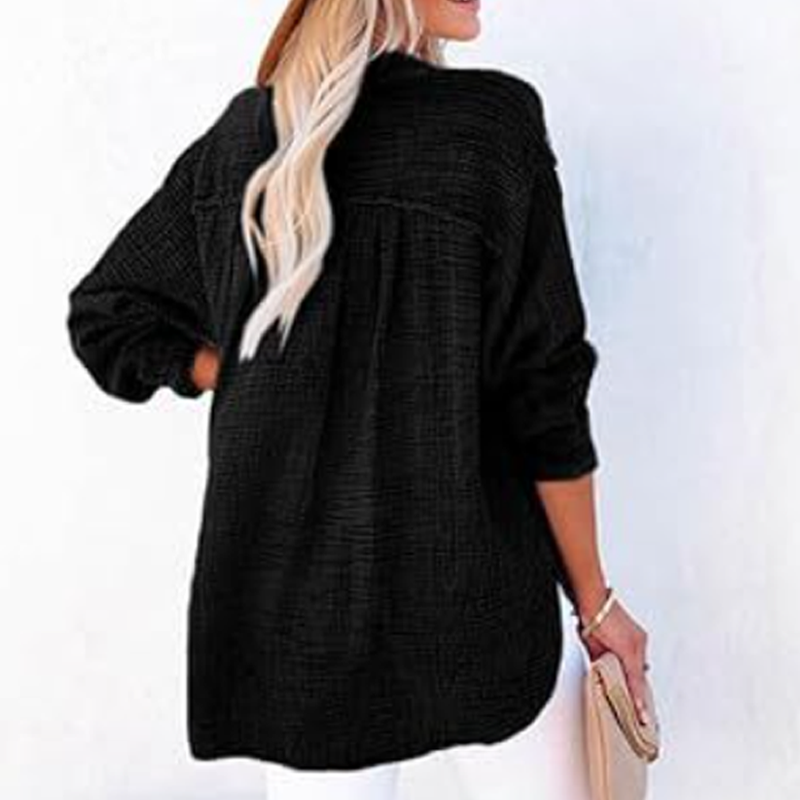 Breezia Luxe Women’s Casual Gauze Button Neck Long Sleeve Blouse - Lightweight Everyday Comfort - 70% OFF