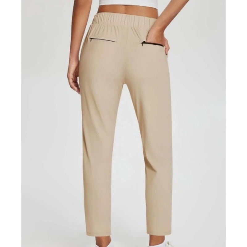 Vindra โ Lightweight High-Waisted Zip-Pocket Ankle Trousers + 50% OFF