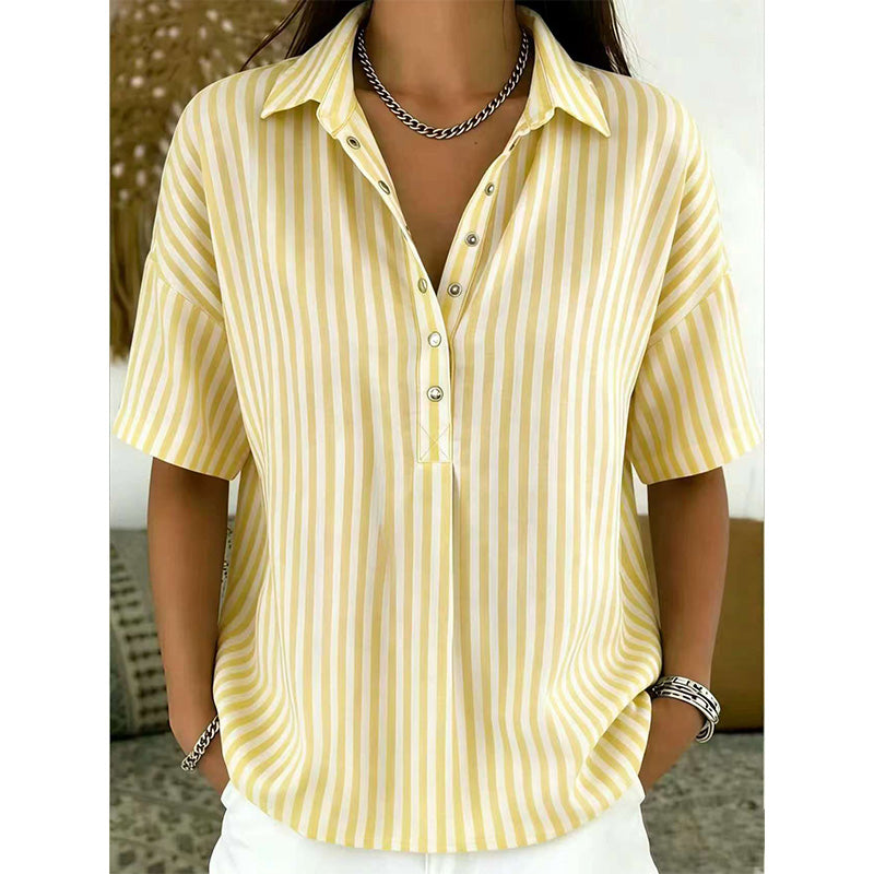 Camicetta da Donna Casual a Righe con Maniche Corte