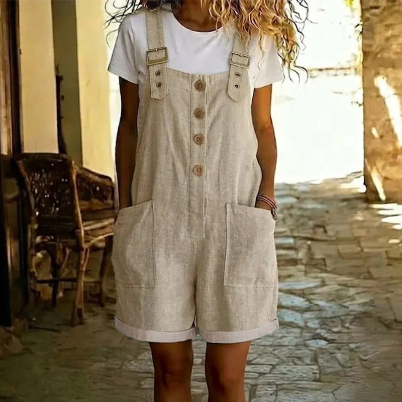 Lark & Hem โ Adjustable-Strap Denim Overall Shorts with Large Pockets + 50% OFF