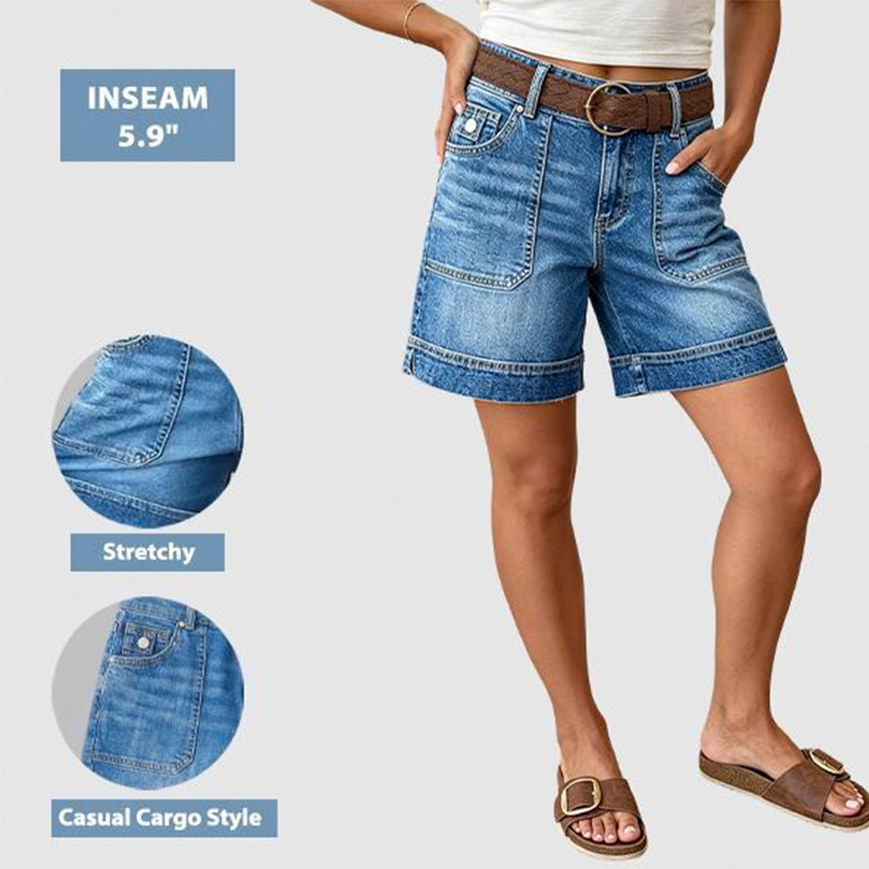 Hemwick โ Stretch Denim Bermuda Shorts with Cargo Pockets + 50% OFF