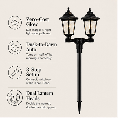 Duskholm – Solar Victorian Double-Head Lantern with Dusk-to-Dawn Glow + 50% OFF