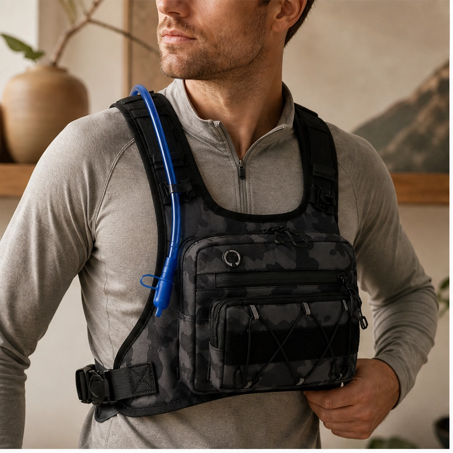Flintrek – Hands-Free Hydration Chest Rig with 2L Bladder & Front Storage + 50% OFF