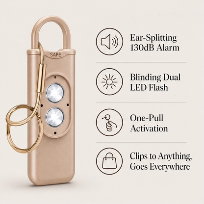 Keyward – 130dB Siren, Dual LED Light & USB Rechargeable Safety Alarm Keychain + 1+1 FREE
