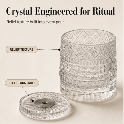 Caskwell™ – 360° Rotating Embossed Crystal Whiskey Tumbler + 50% OFF