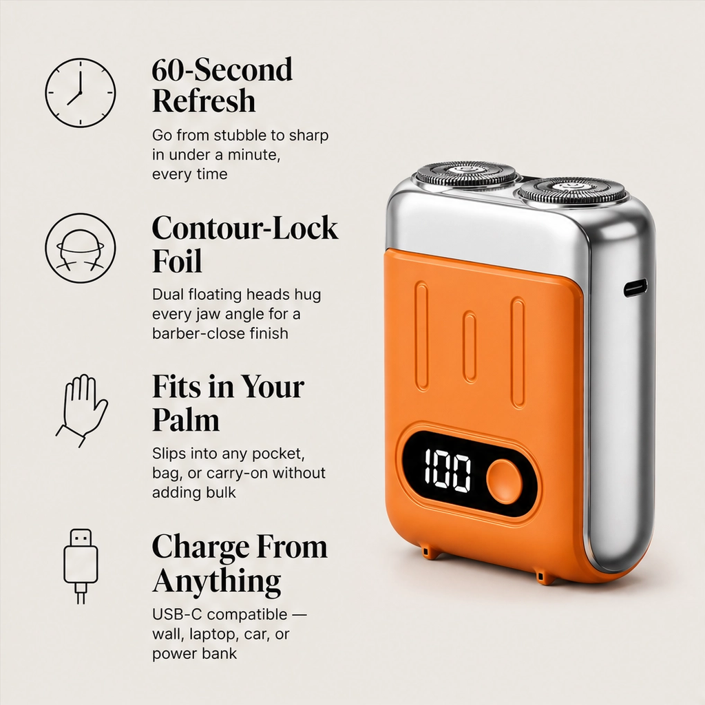 Flintcrest – Pocket-Size Rotary Electric Shaver with Magnetic Head + 50% OFF