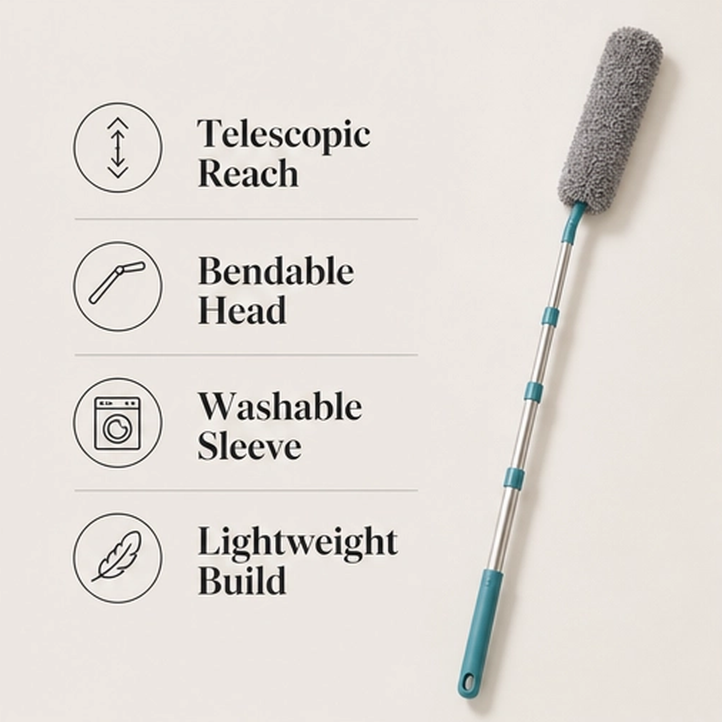 Nooken – Bendable Microfiber Gap Duster with Telescopic 51" Reach + 50% OFF
