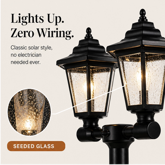 Duskholm – Solar Victorian Double-Head Lantern with Dusk-to-Dawn Glow + 50% OFF