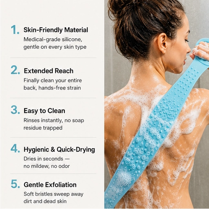 Lathera – Dual-Sided Silicone Back Scrubber with Extended Reach + 50% OFF