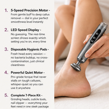 Pumira – 5-Speed Cordless Electric Callus Remover with 50 Sanding Pads + 50% OFF