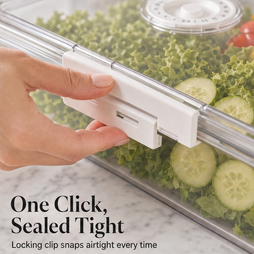 Crispwell™ – Produce Freshness Containers with Date-Dial Timer, Drainage Grid & Airtight Seal + 50% OFF