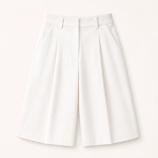 Marlowe – High-Waist Pleated Tailored Bermuda Shorts + 50% OFF