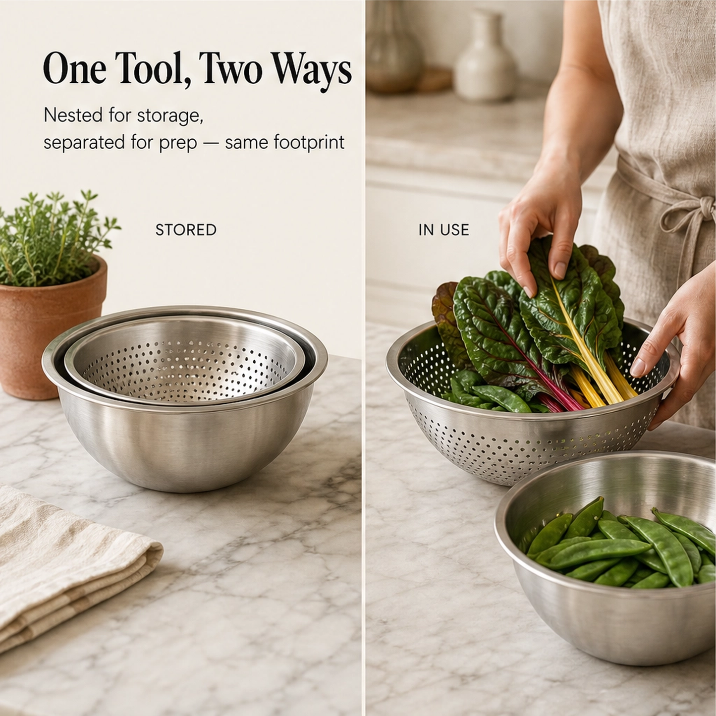 Prepwell – 3-in-1 Stainless Steel Basin with Grater Lid & Drain Basket + 50% OFF