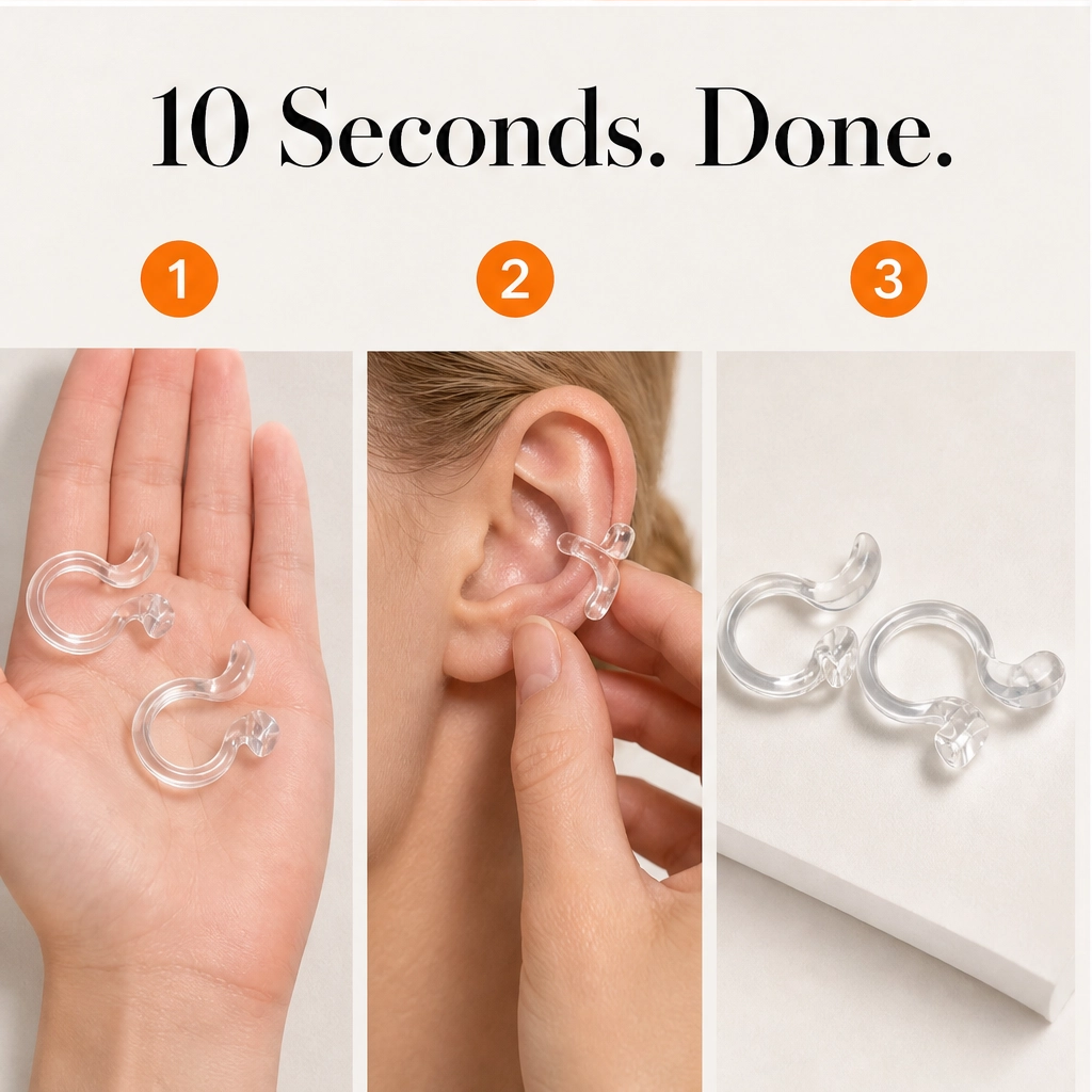 Veilo – Invisible Silicone Ear Clips, 10-Size Comfort Fit Set + 1+1 FREE