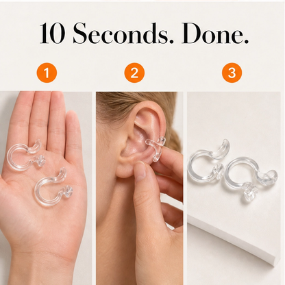 Veilo – Invisible Silicone Ear Clips, 10-Size Comfort Fit Set + 1+1 FREE