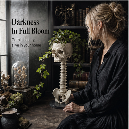 Vertebloom – Gothic Skull & Spine Statement Planter for Year-Round Decor + 50% OFF