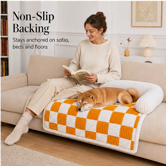 Denwyck – Plush Checkered Anti-Slip Dog Couch Mat & Furniture Protector + 50% OFF