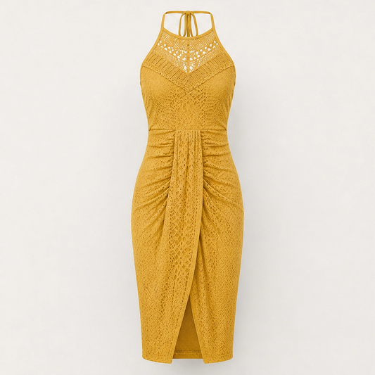 Marisol – Halter Neck Asymmetrical Eyelet Maxi Summer Dress + 50% OFF