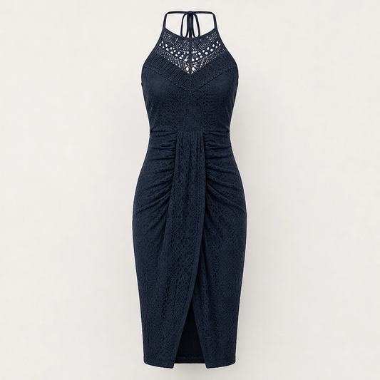 Marisol – Halter Neck Asymmetrical Eyelet Maxi Summer Dress + 50% OFF